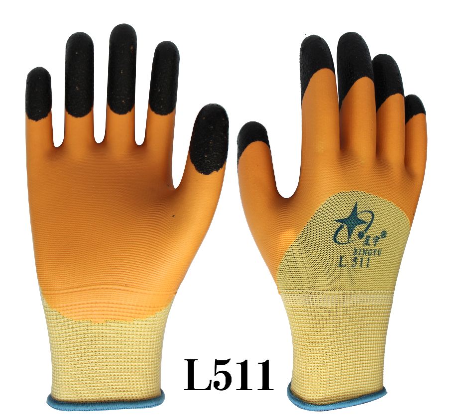 L511 十三针彩涤纶防滑加固耐磨半浸手套